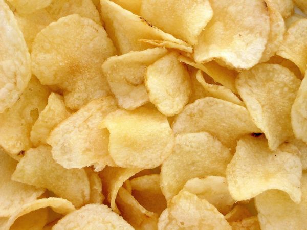 A close-up of potato chips.