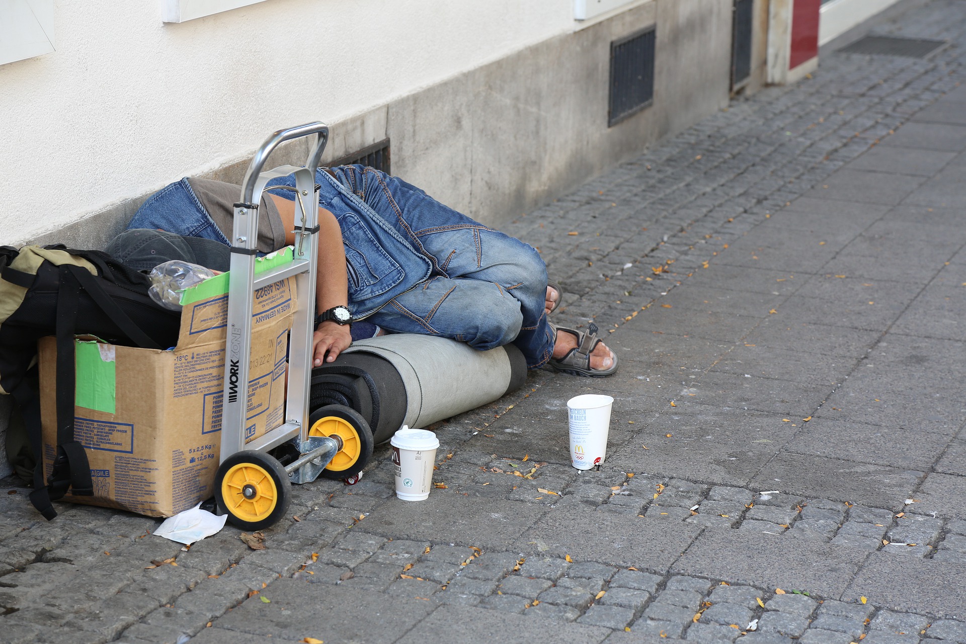a person sleeping rough on the street