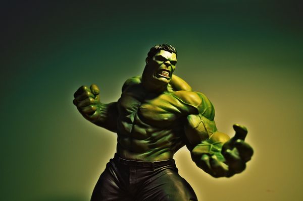 The Incredible Hulk looking like he is about to hit someone.